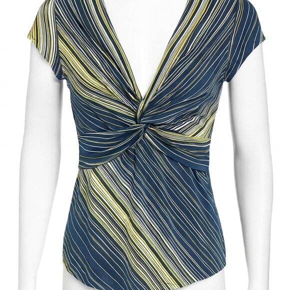 Bcbgmaxazria 90s y2k Vintage Blue & Yellow Babydoll Top Short Sleeved Clueless - Picture 1 of 6